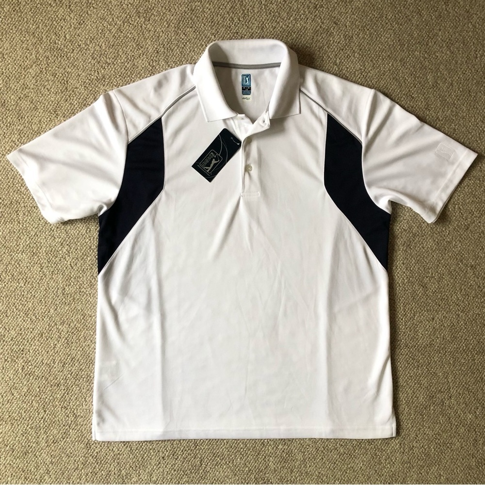 Men's PGA Tour White and Black Airflux Polo Shirt